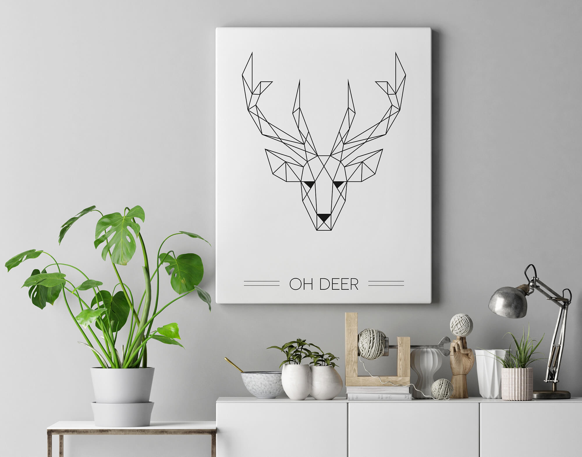 Minimalistisch hert - Geometrische Wanddecoratie