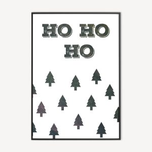 Industriële Kerstposter met Kerstbomen Patroon