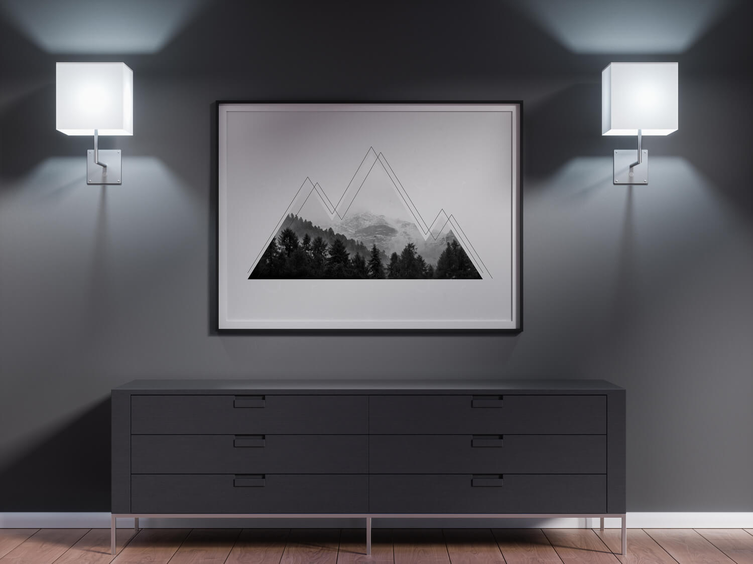 Grungy Mountains, Bergen Poster - Scandinavische Muurdecoratie
