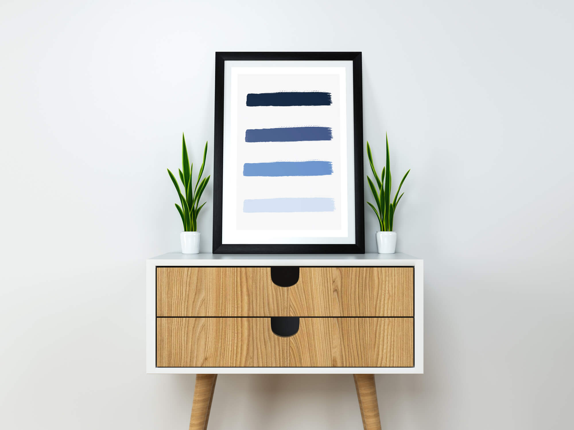 Ocean Blue brush strokes poster