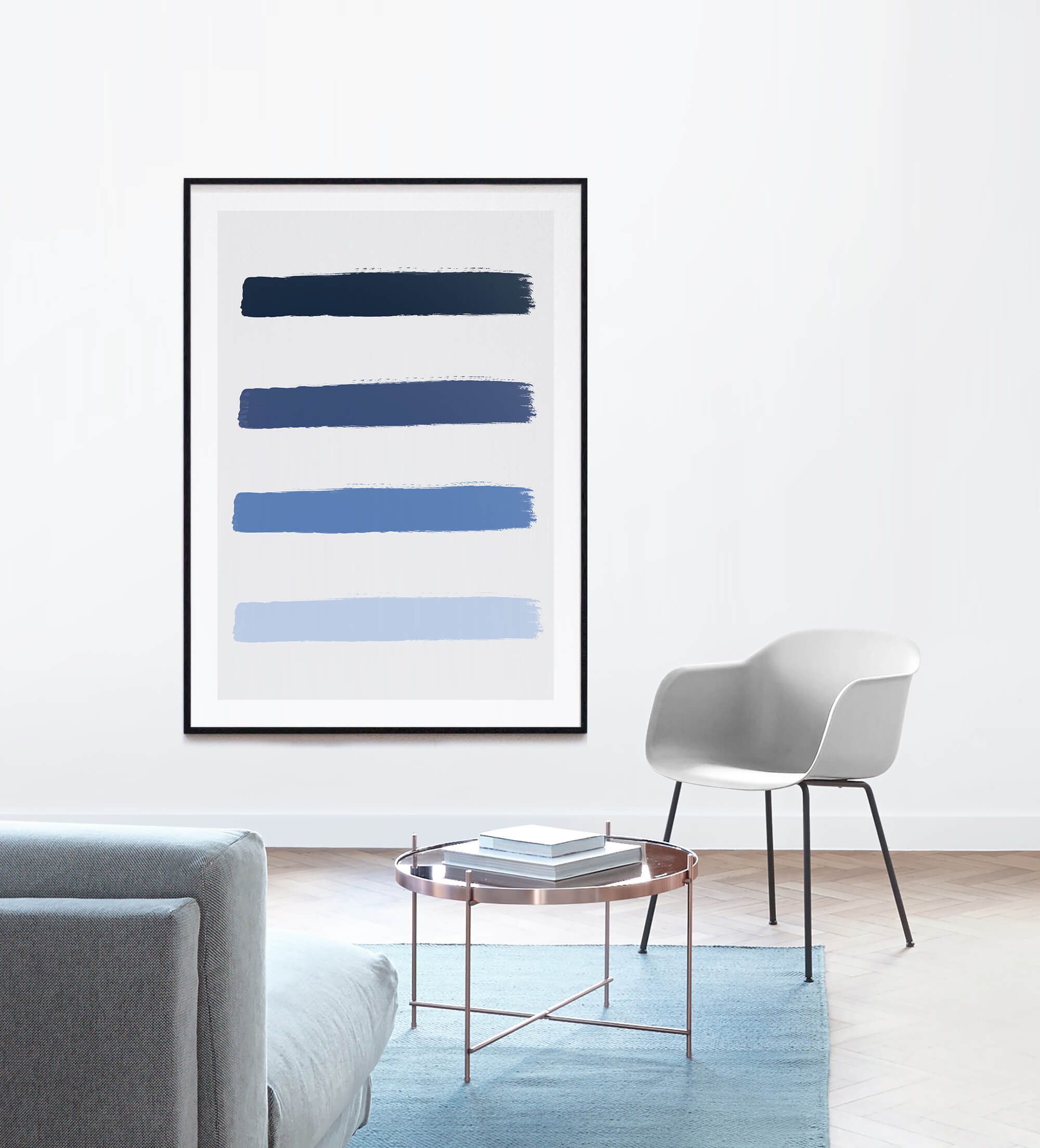 Ocean Blue Brushstrokes - Minimalistische Poster
