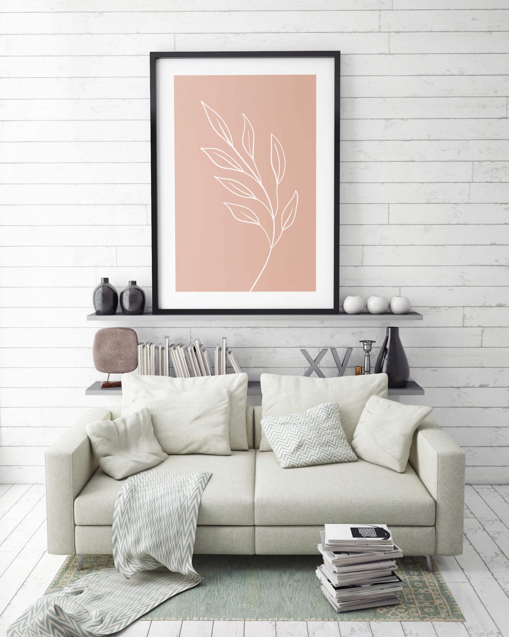 Roze bladeren poster - Botanische wanddecoratie