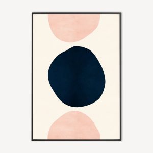Roze en Blauwe Poster met Abstracte Vormen