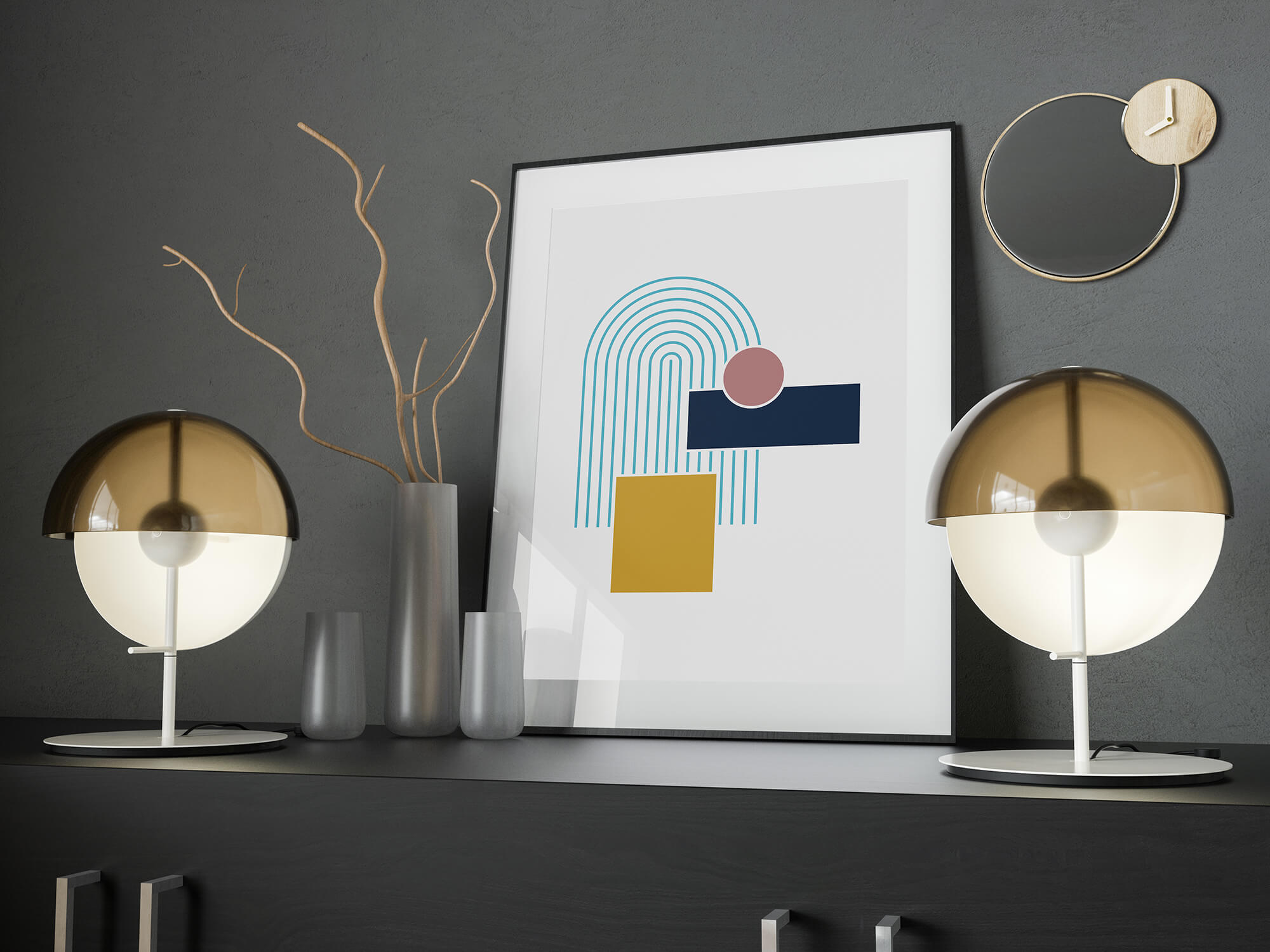 Bright Geometry felle kleuren poster