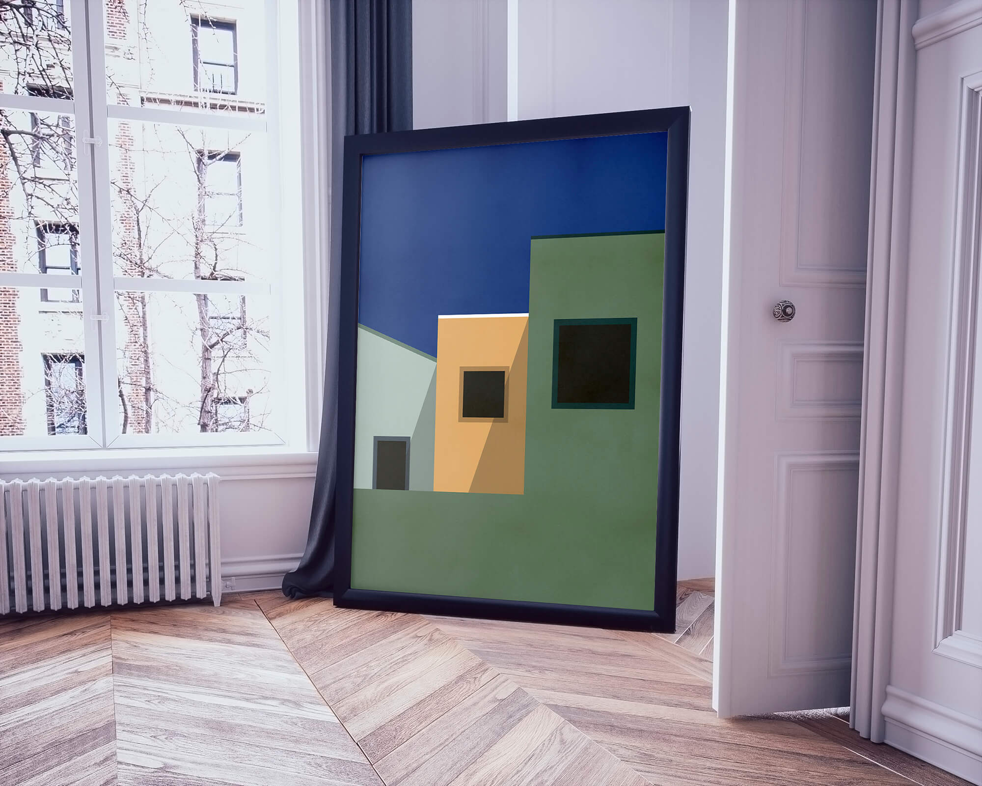 Drie Huizen - Abstracte Architectuur Poster