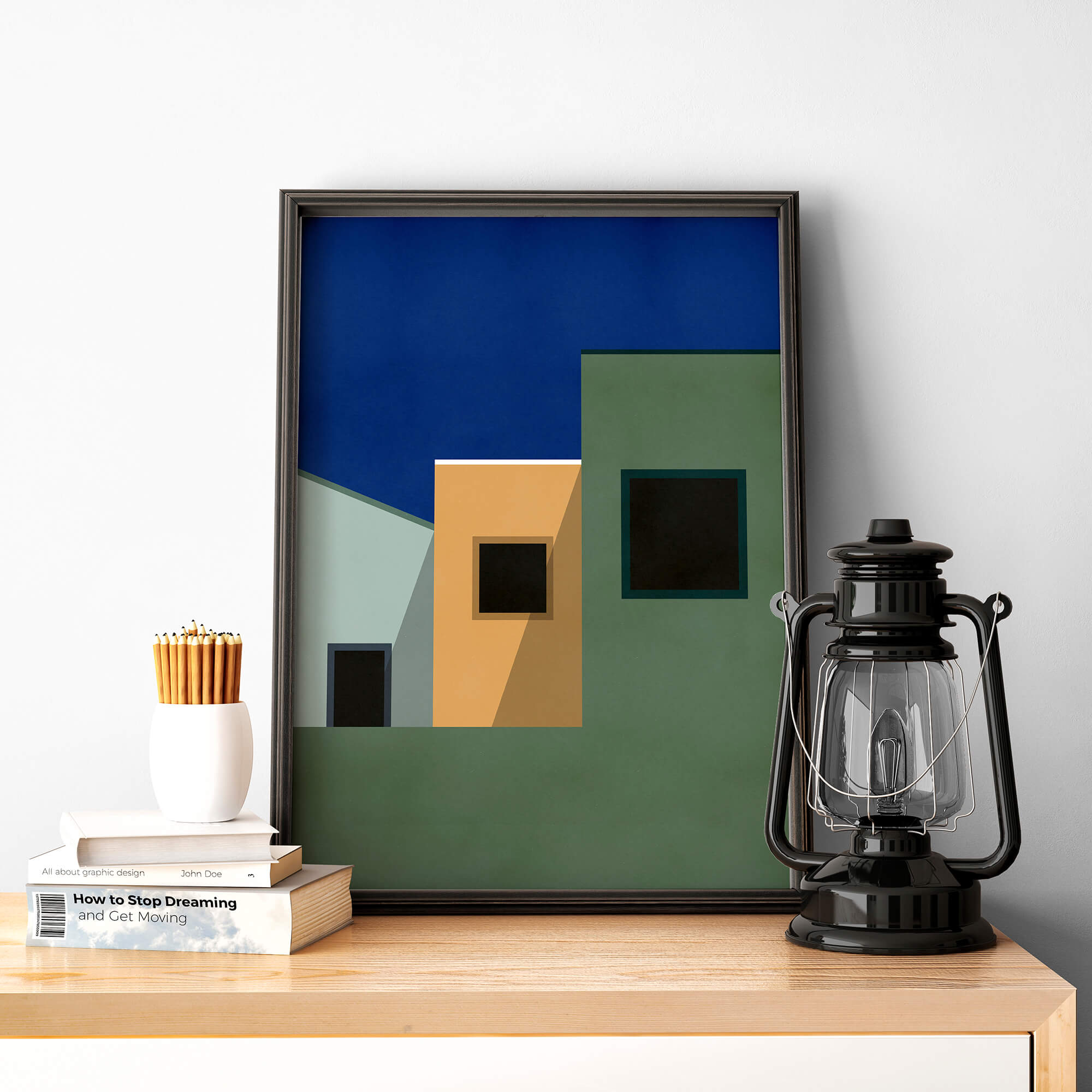 Drie Huizen - Abstracte Architectuur Poster