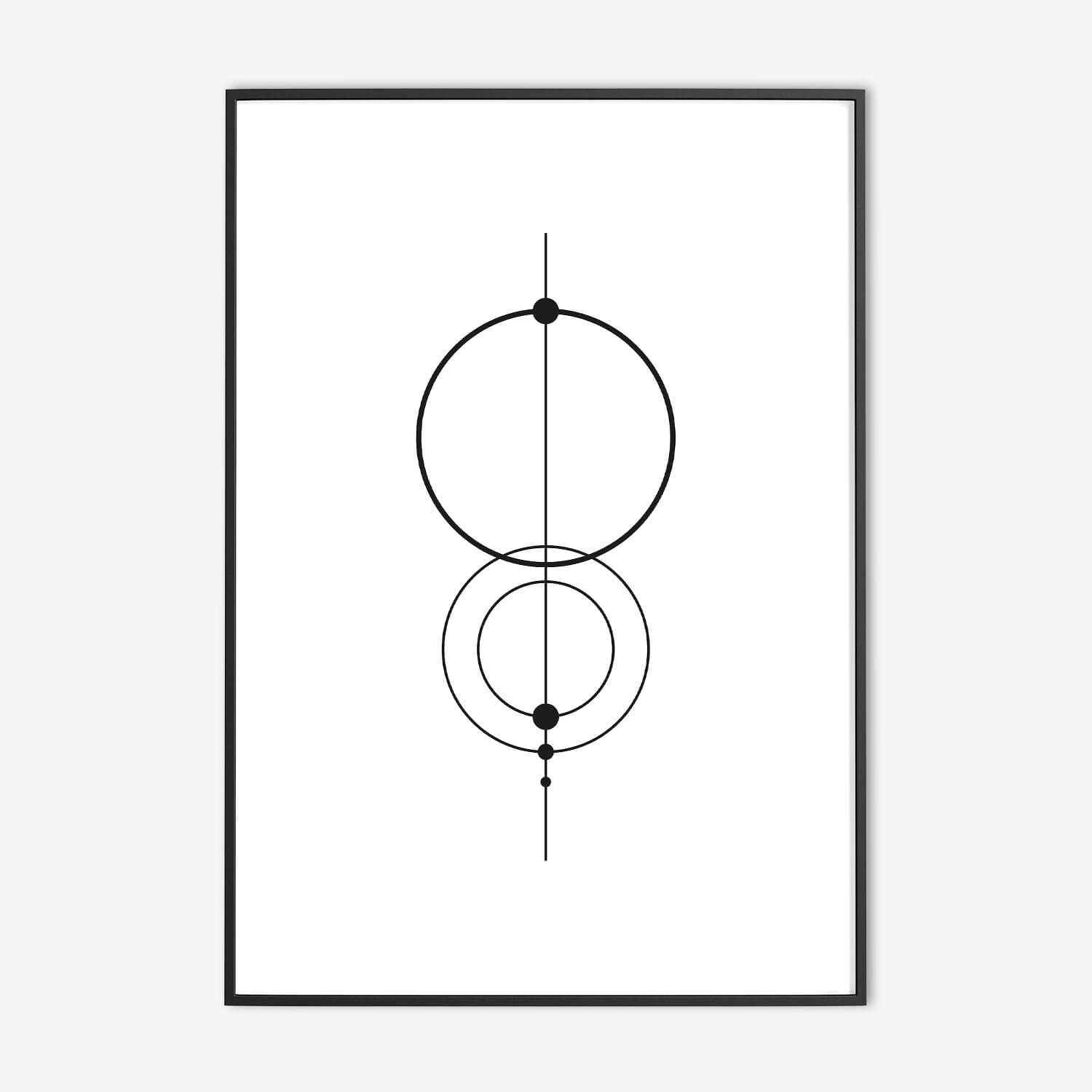 Cirkels Poster en Canvas Print in Zwart-Wit