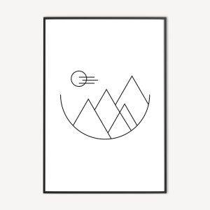 Minimalistische Scandinavische Poster met bergen