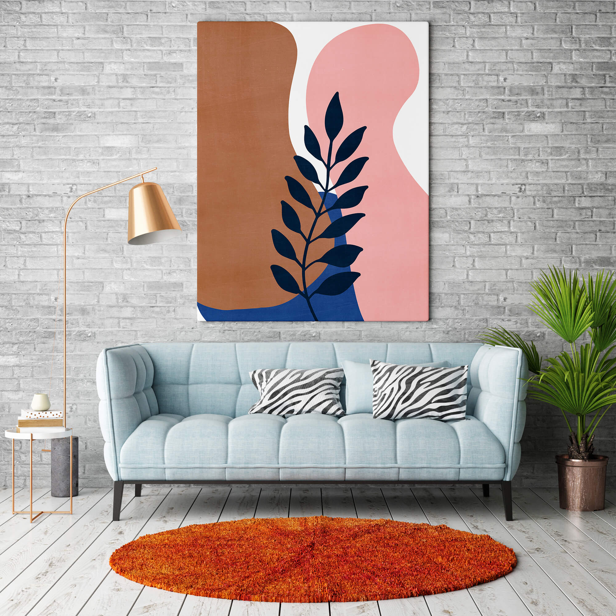 Botanische Poster en Canvas Print - abstracte vormen en takje