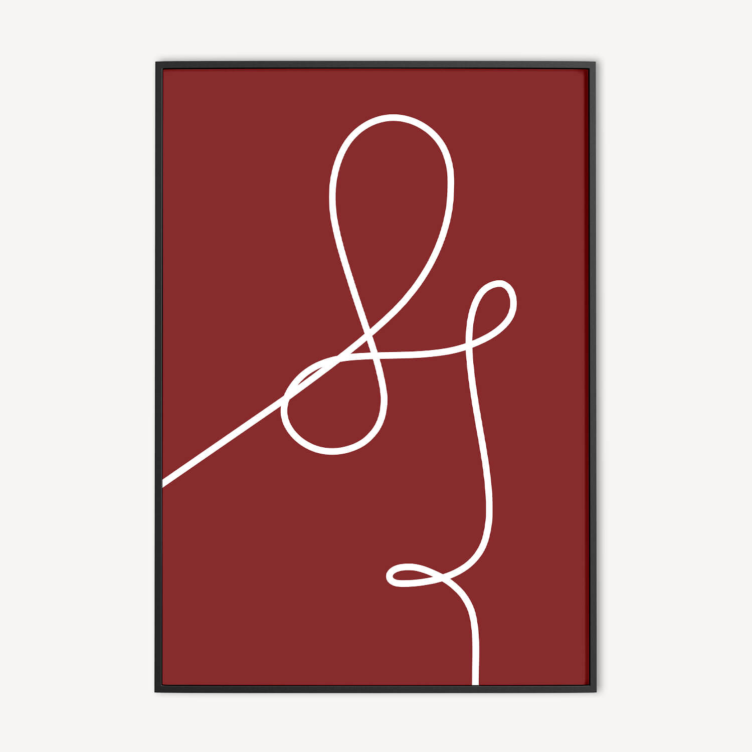 Rode poster en canvas print met abstracte witte lijn