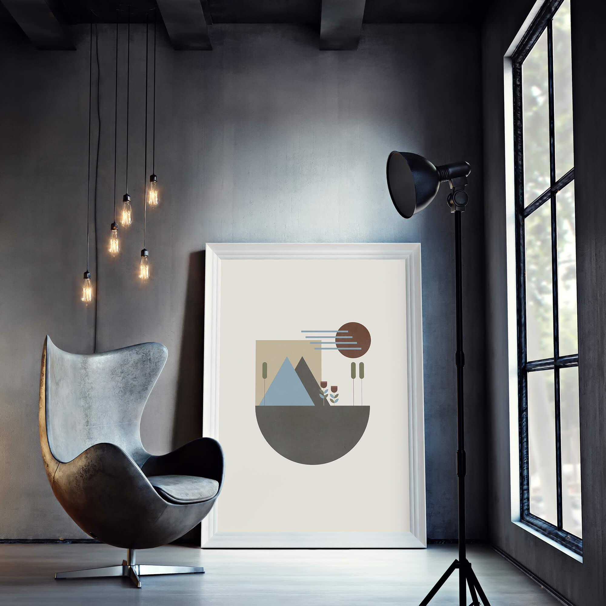 Geometrische poster en print met bergen en landschap