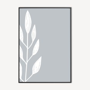 Botanische poster in Scandinavishe stijl met lichtblauwe achtergrond