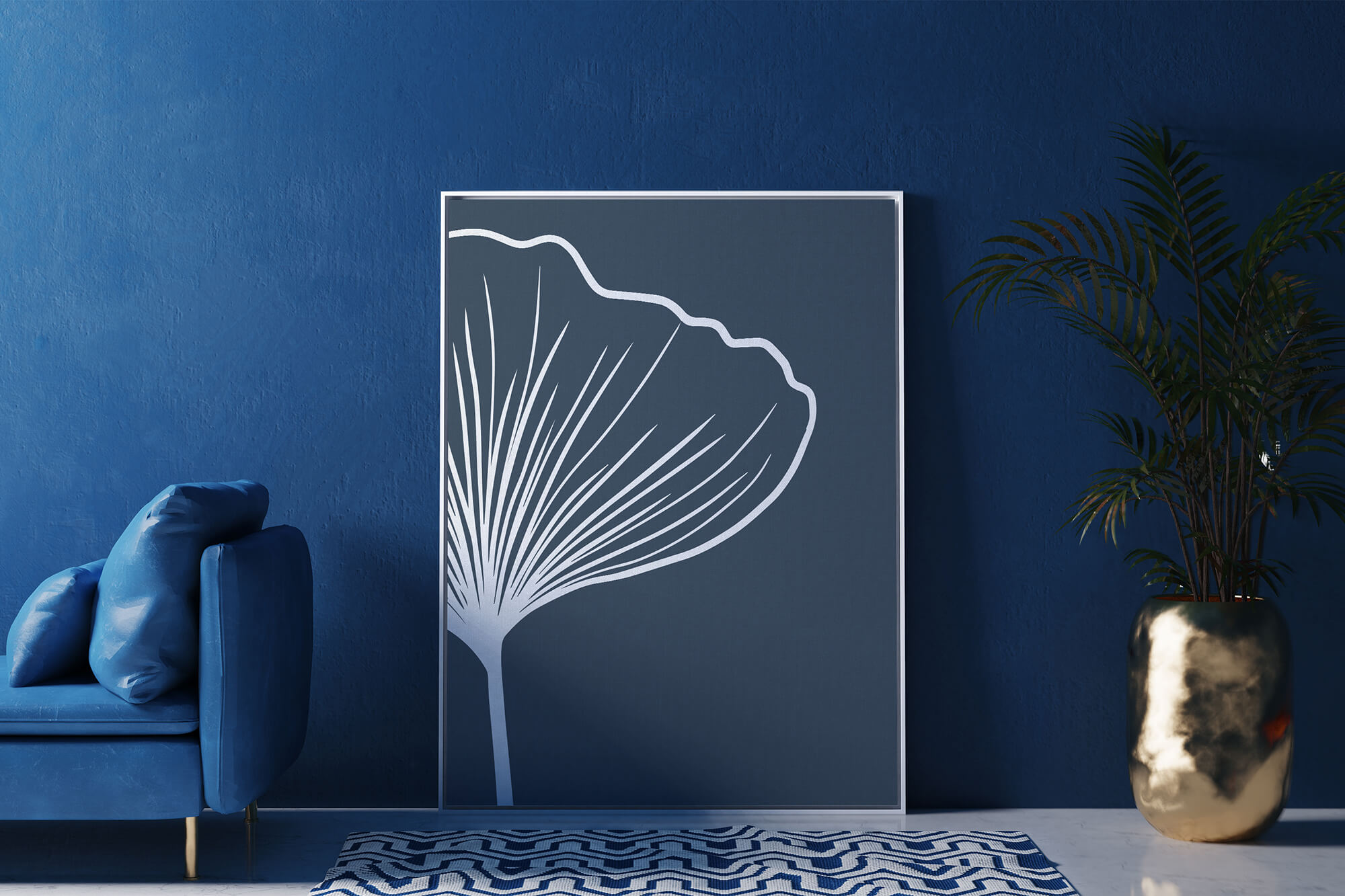Scandinavische poster en canvas print met bloem - botanische wanddecoratie