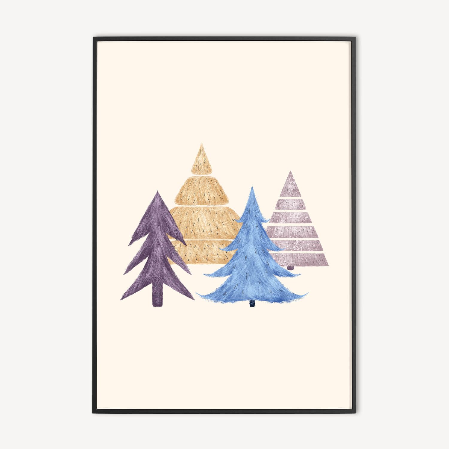 watercolor kerstbomen poster print